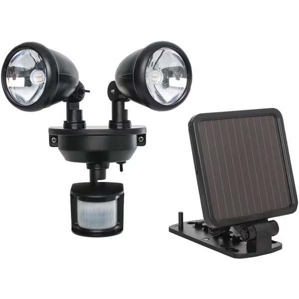 Solar-Powered Dual-Head LED Security Spotlight (Black), Maxsa Innovations, Mfr#: 44215
